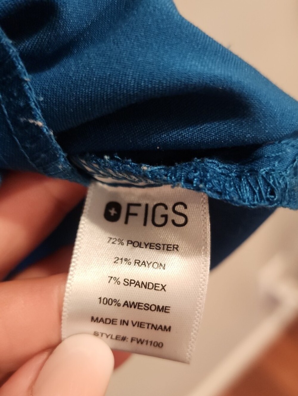 Figs Teal Blue V-Neck Scrub Top - Picture 4 of 5